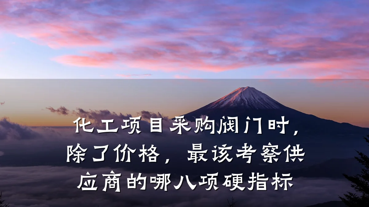 化工项目采购阀门时，除了价格，最该考察供应商的哪八项硬指标