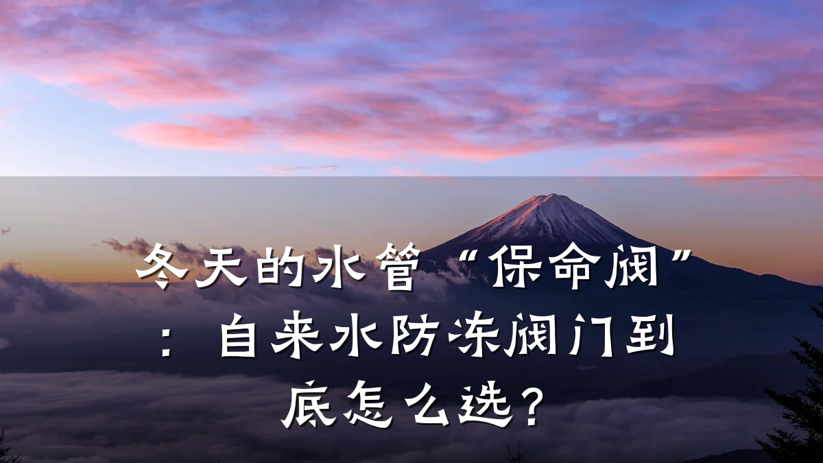 冬天的水管“保命阀”：自来水防冻阀门到底怎么选？