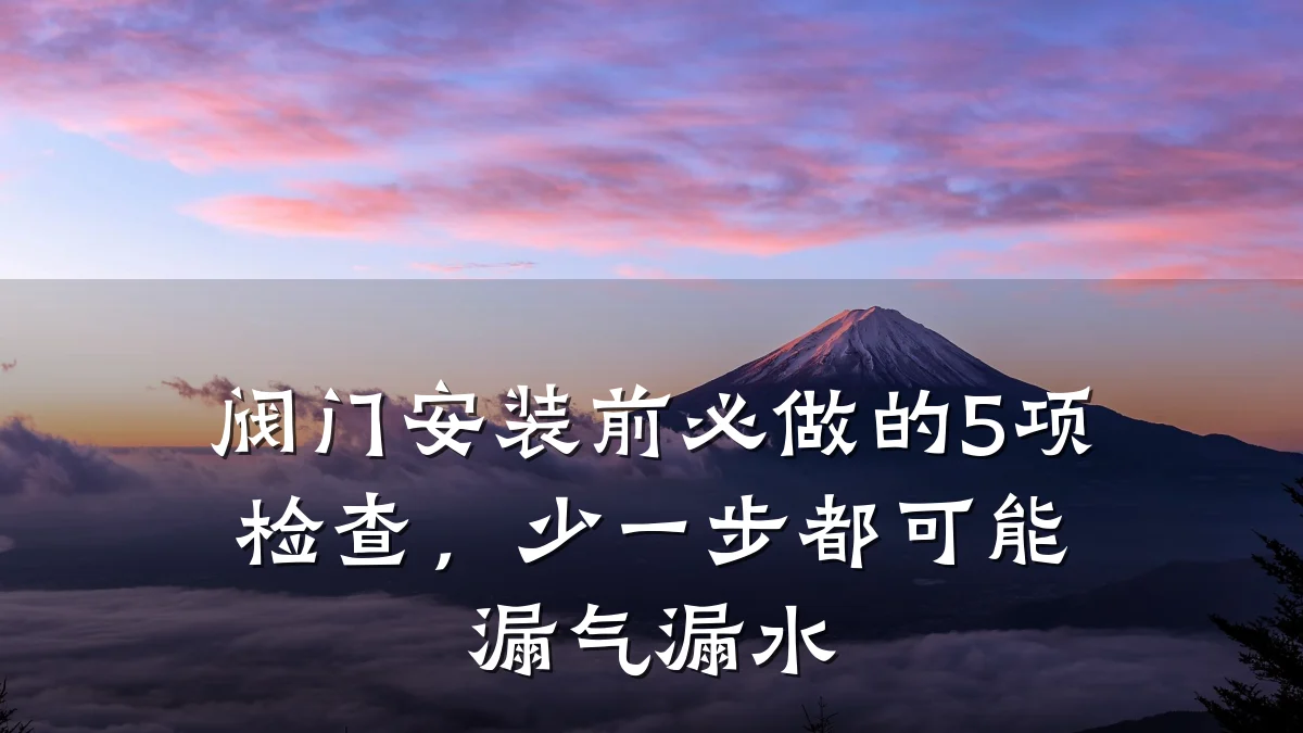 阀门安装前必做的5项检查，少一步都可能漏气漏水