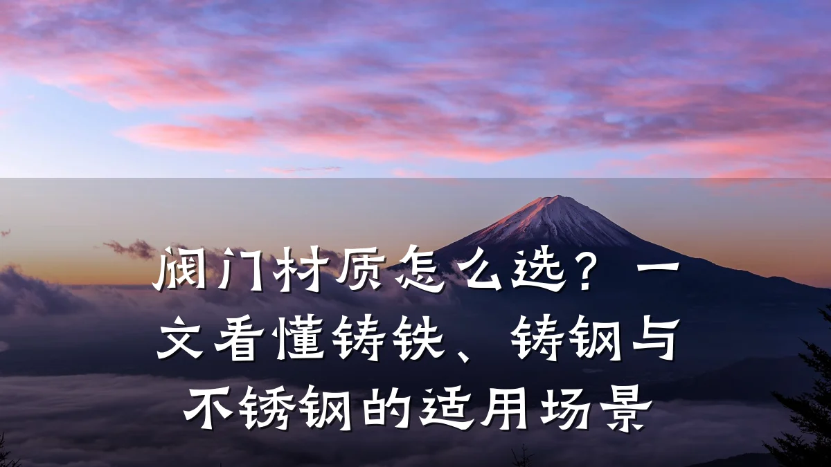 阀门材质怎么选？一文看懂铸铁、铸钢与不锈钢的适用场景