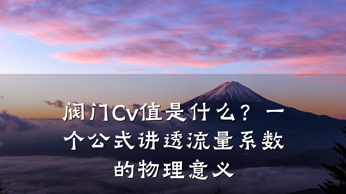 阀门Cv值是什么？一个公式讲透流量系数的物理意义