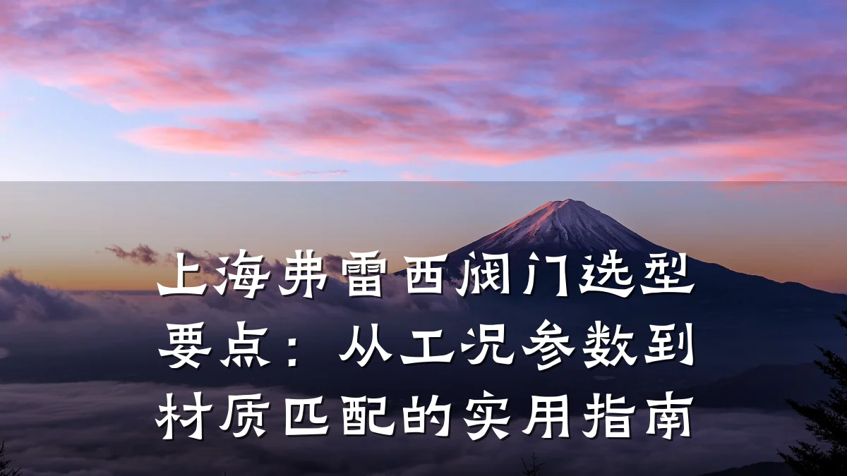 上海弗雷西阀门选型要点：从工况参数到材质匹配的实用指南