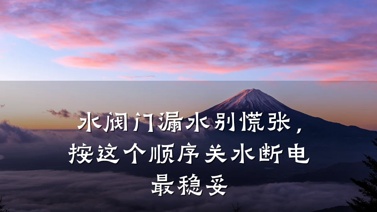 水阀门漏水别慌张，按这个顺序关水断电最稳妥
