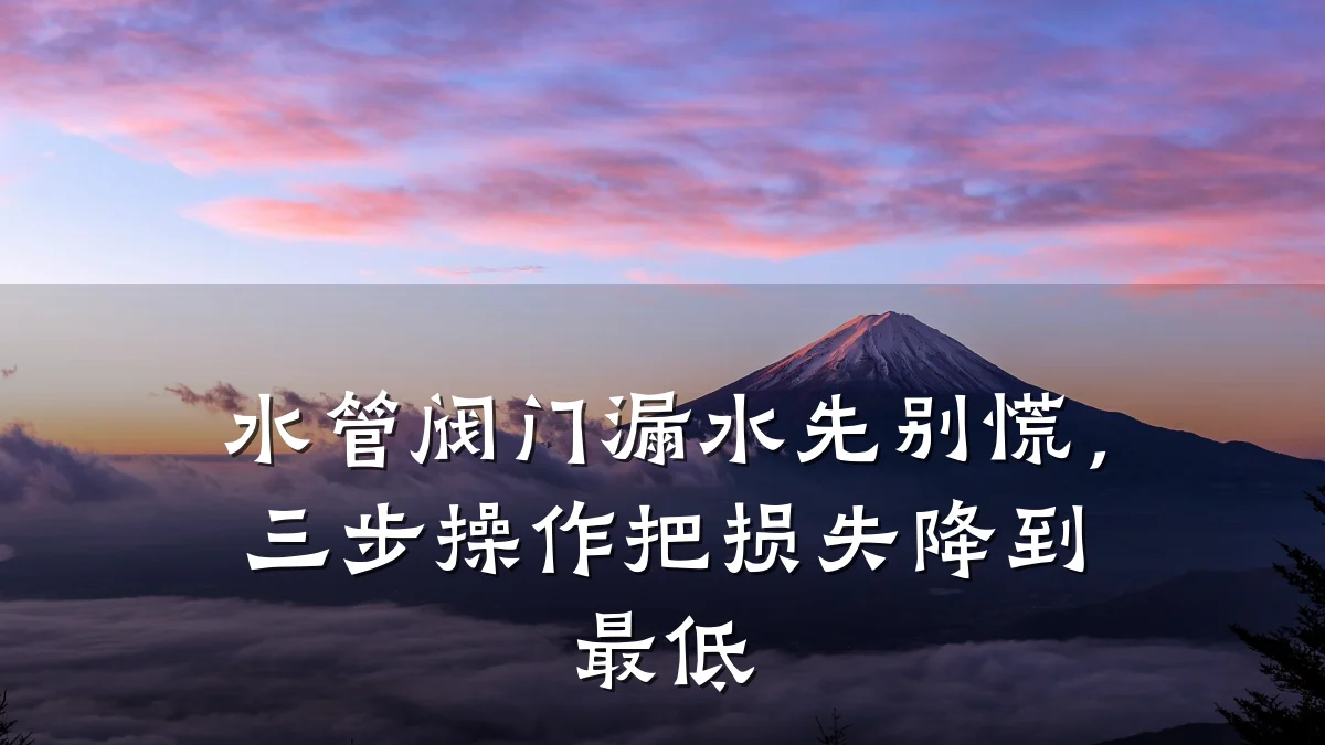 水管阀门漏水先别慌，三步操作把损失降到最低