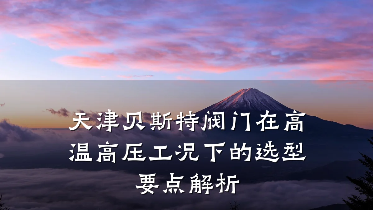 天津贝斯特阀门在高温高压工况下的选型要点解析