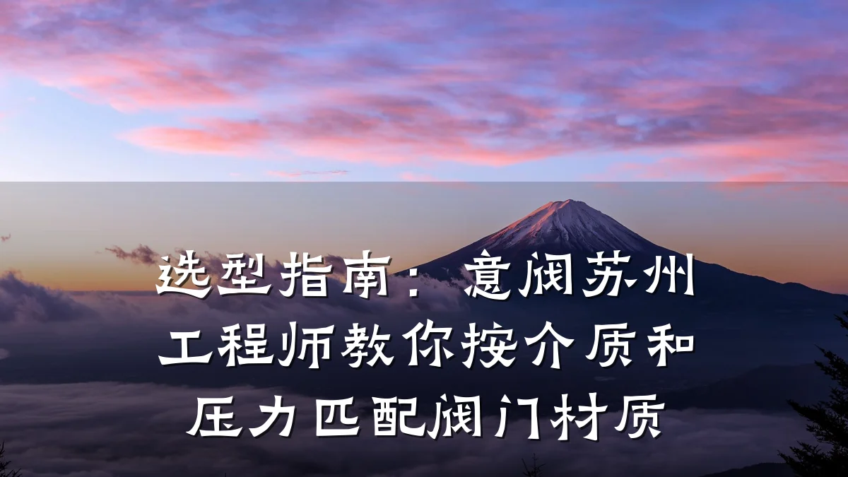 选型指南：意阀苏州工程师教你按介质和压力匹配阀门材质