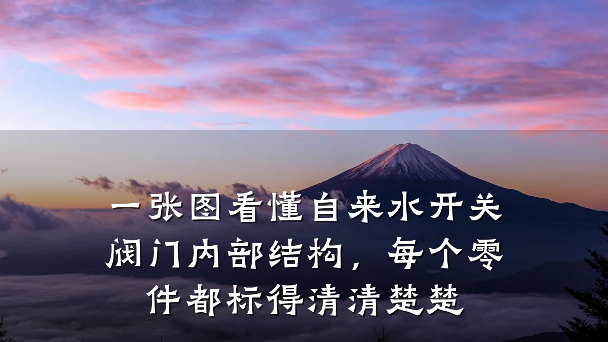 一张图看懂自来水开关阀门内部结构，每个零件都标得清清楚楚