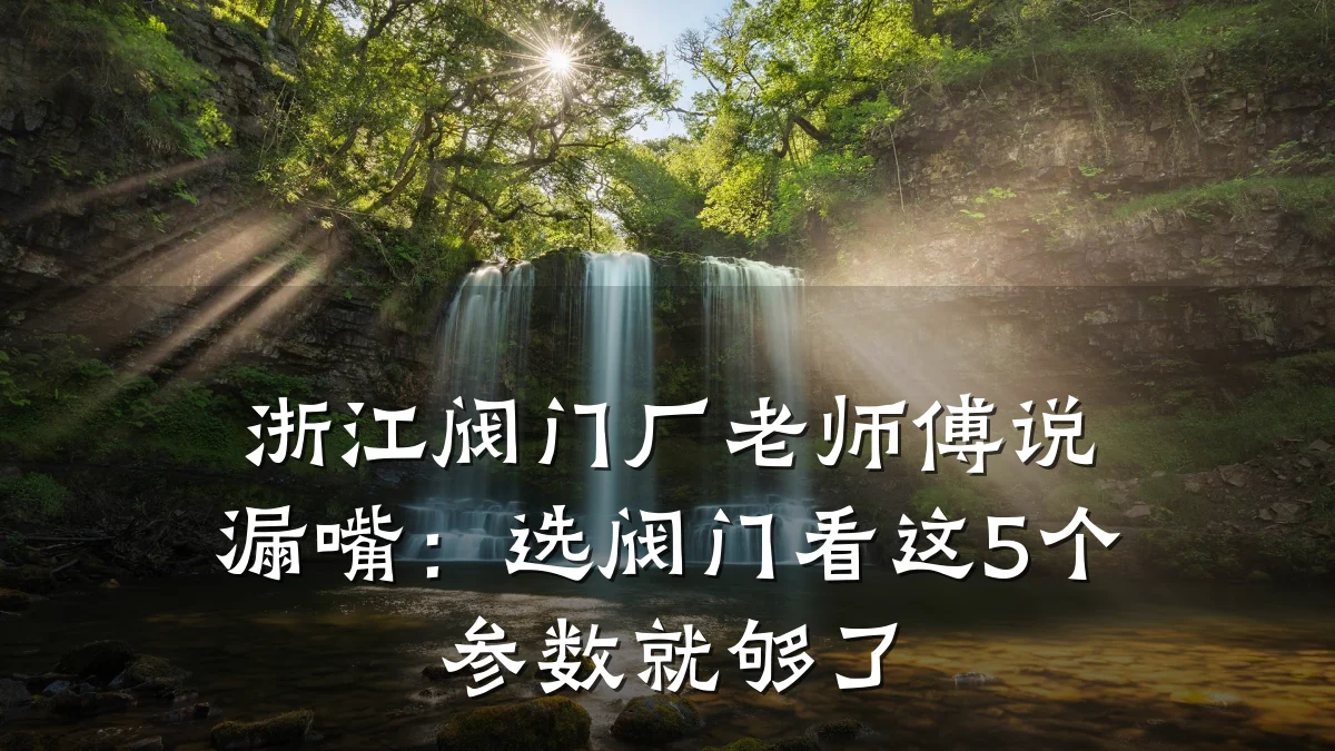 浙江阀门厂老师傅说漏嘴：选阀门看这5个参数就够了