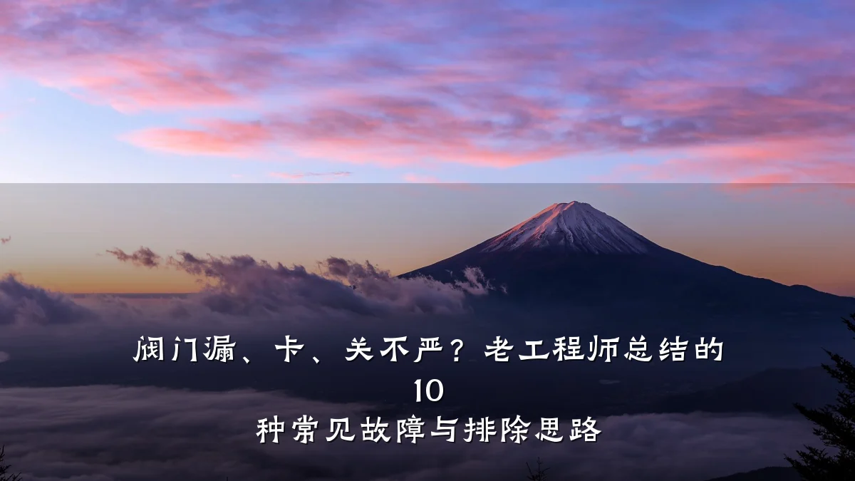 阀门漏、卡、关不严?老工程师总结的 10 种常见故障与排除思路