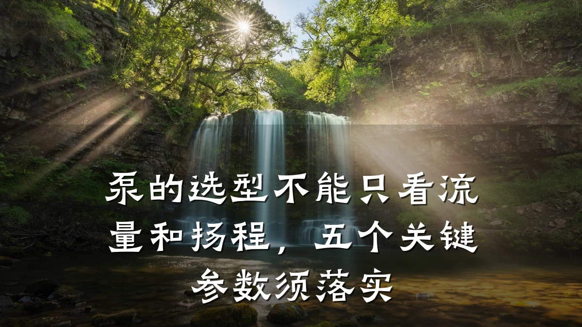 泵的选型不能只看流量和扬程，五个关键参数须落实