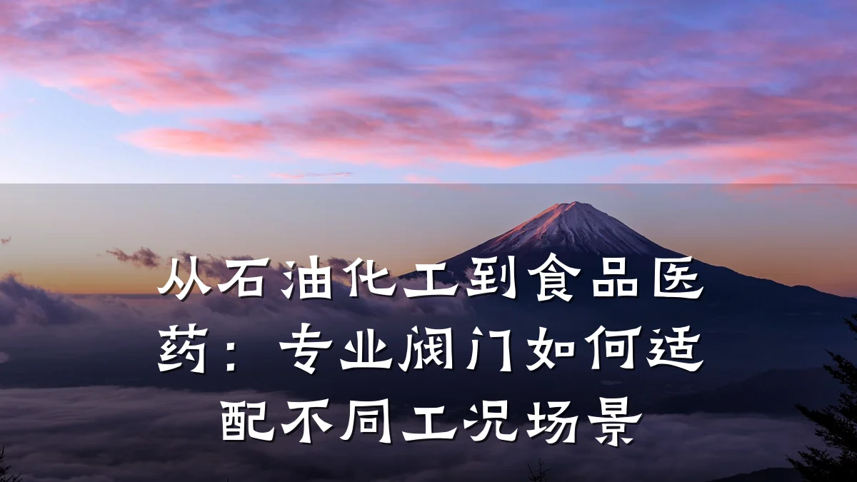 从石油化工到食品医药:专业阀门如何适配不同工况场景
