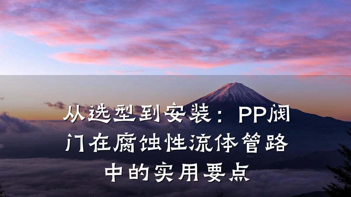 从选型到安装:PP阀门在腐蚀性流体管路中的实用要点