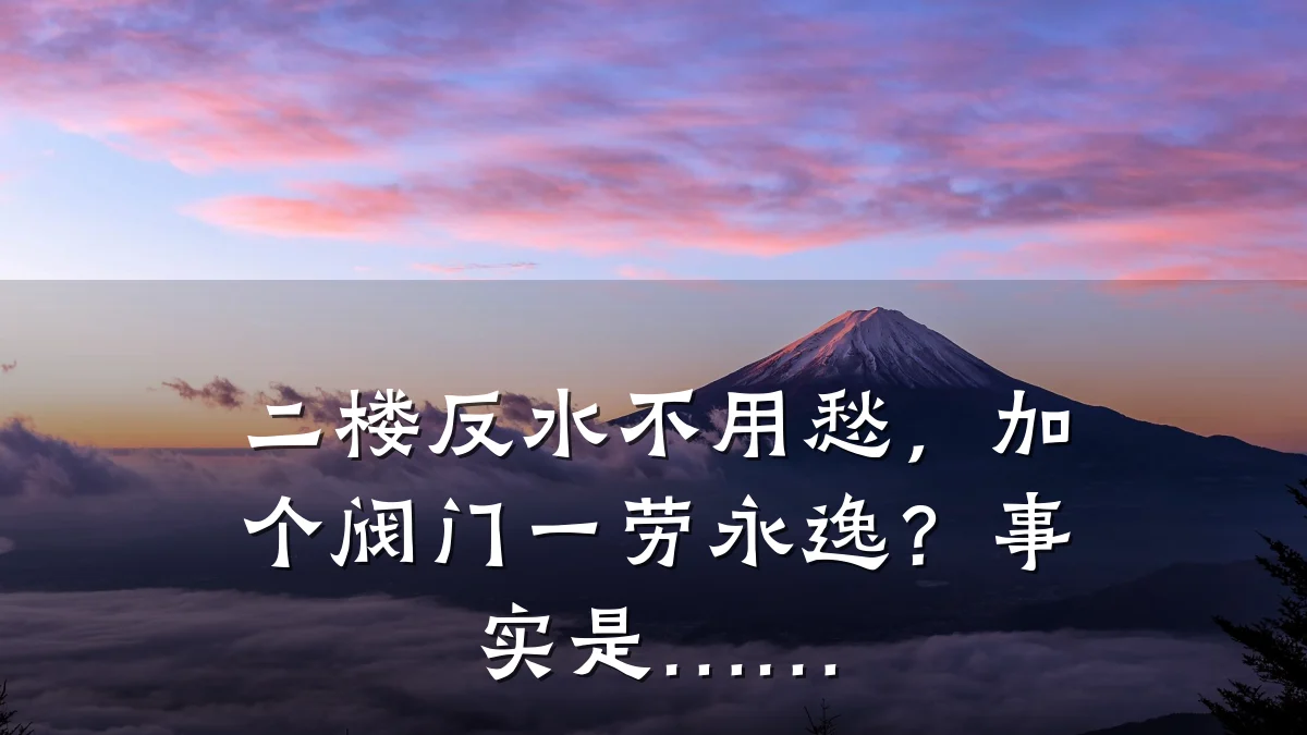 二楼反水不用愁,加个阀门一劳永逸?事实是……