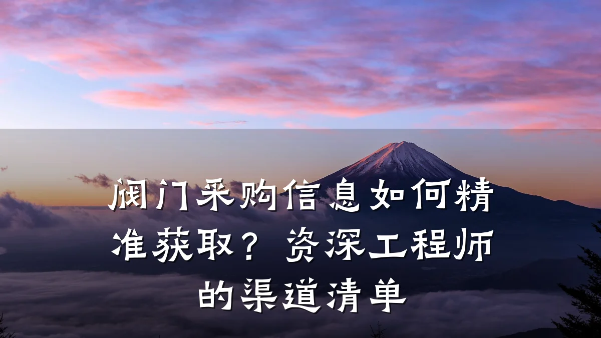 阀门采购信息如何精准获取?资深工程师的渠道清单