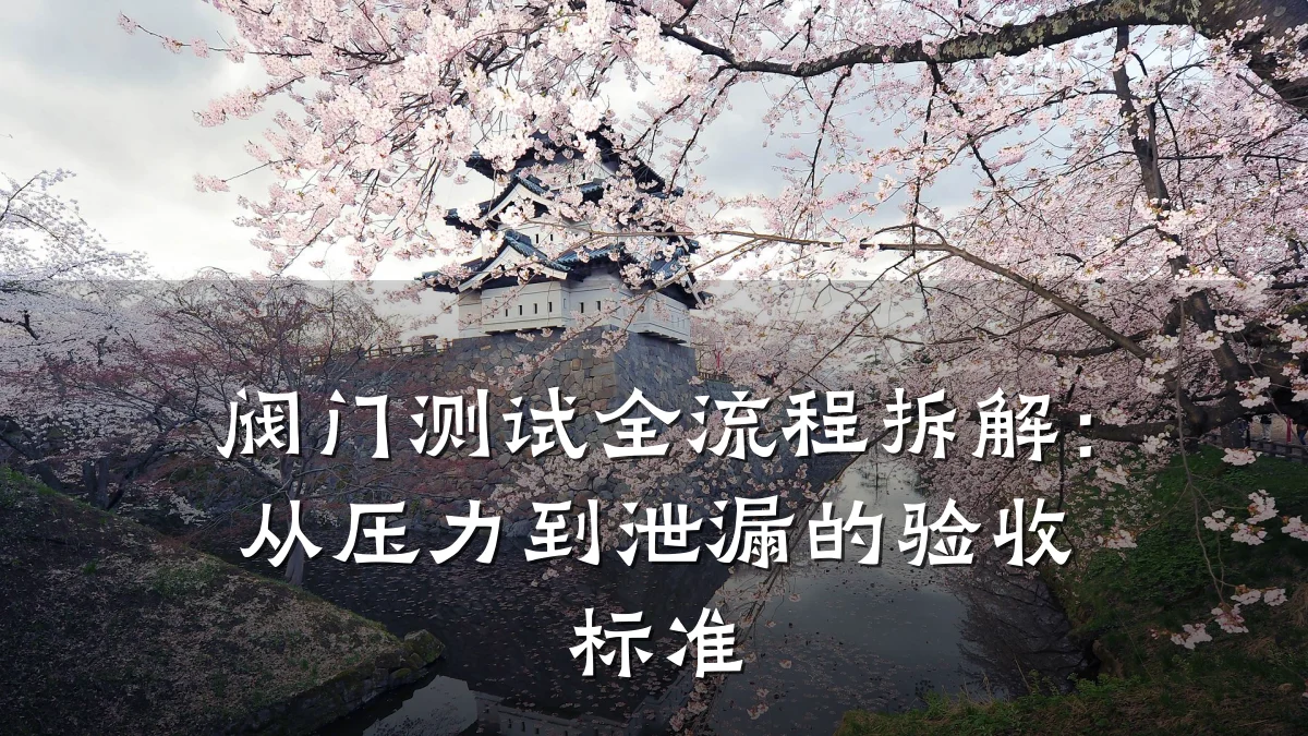 阀门测试全流程拆解:从压力到泄漏的验收标准