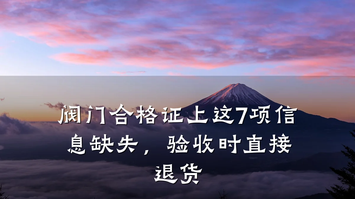 阀门合格证上这7项信息缺失，验收时直接退货