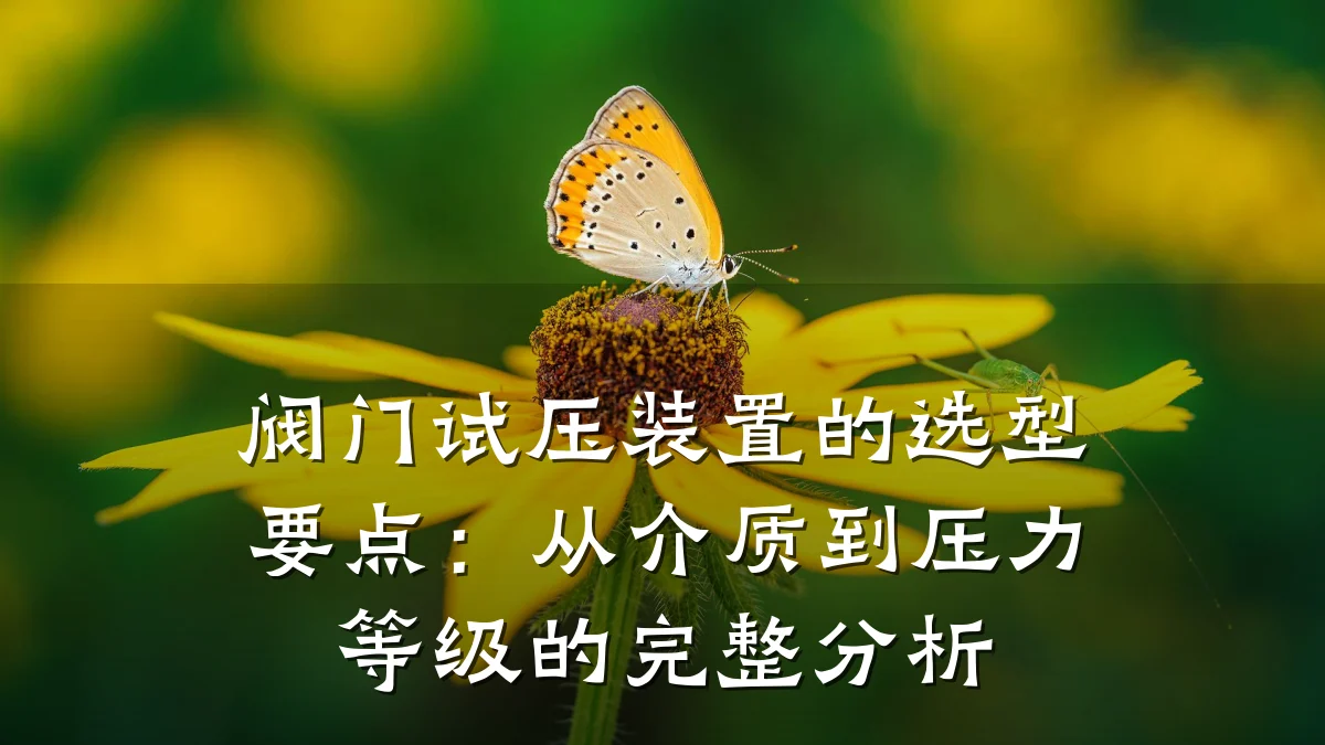 阀门试压装置的选型要点:从介质到压力等级的完整分析