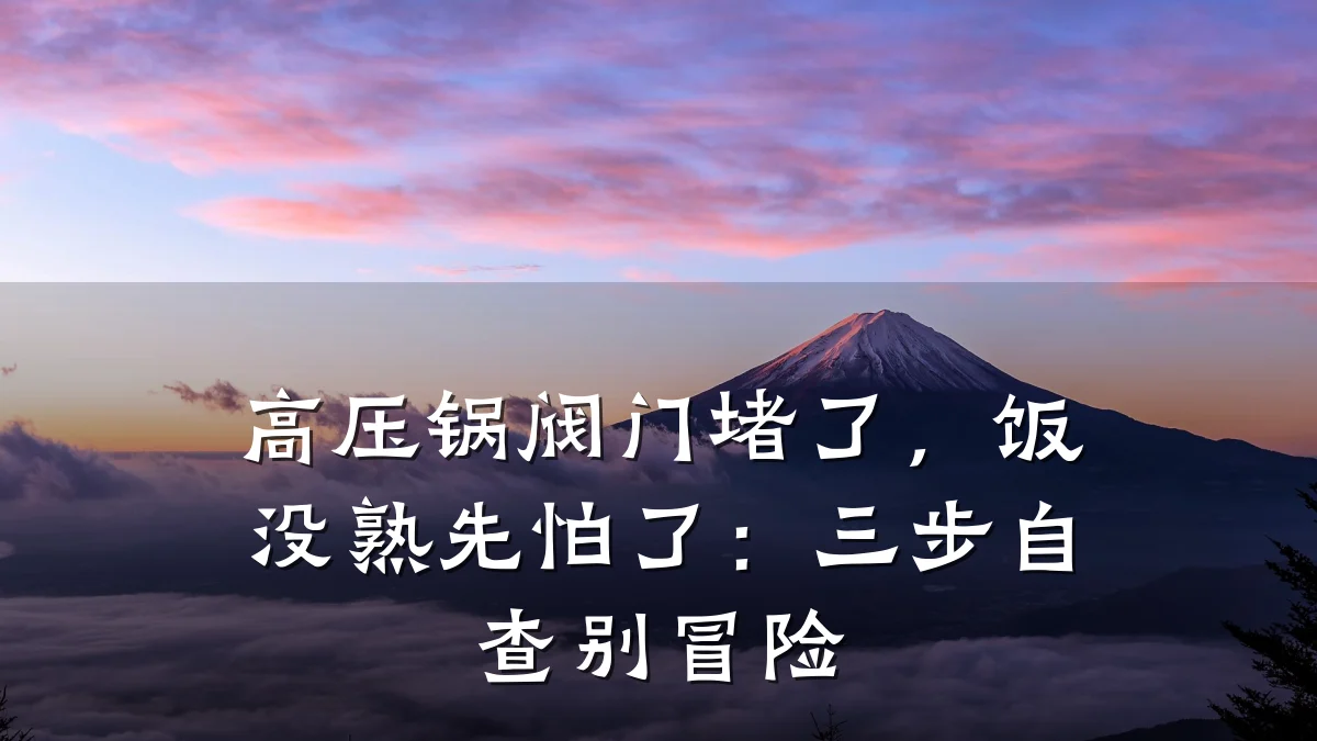 高压锅阀门堵了，饭没熟先怕了：三步自查别冒险