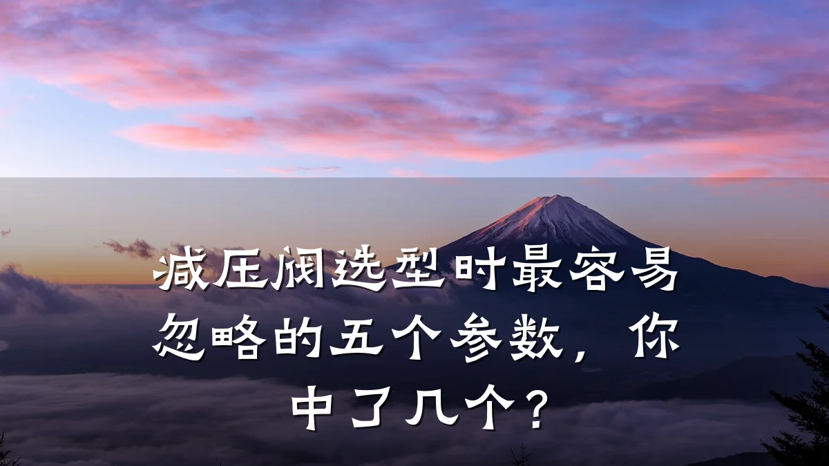 减压阀选型时最容易忽略的五个参数,你中了几个?