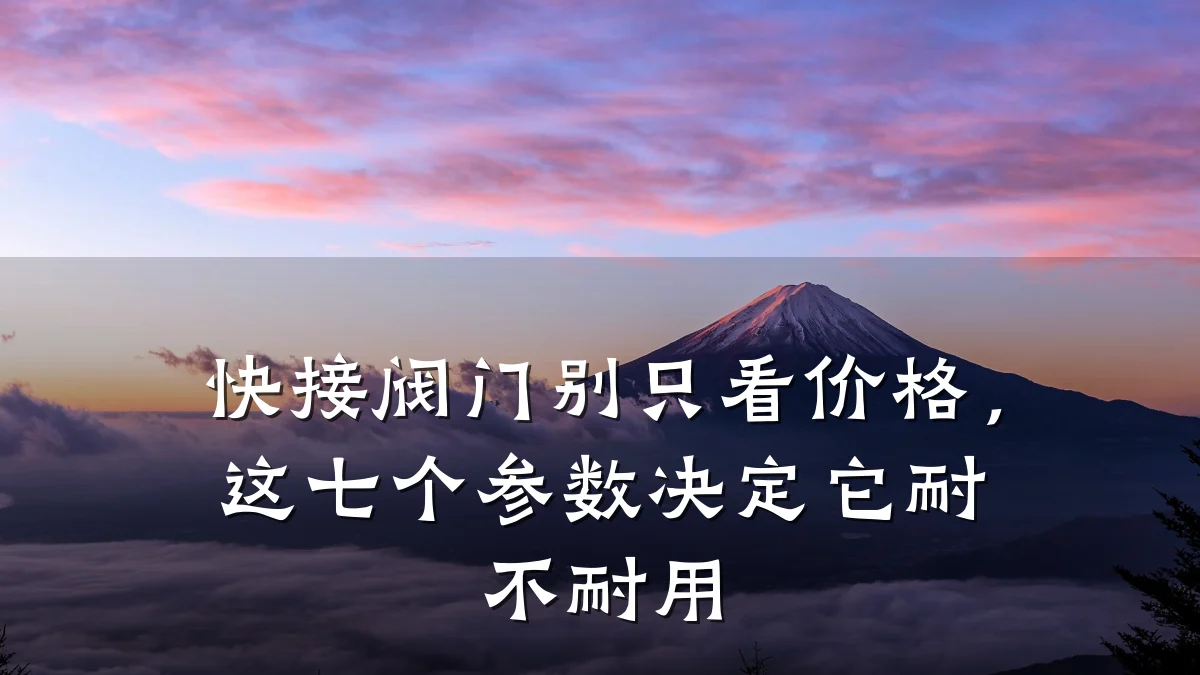 快接阀门别只看价格,这七个参数决定它耐不耐用
