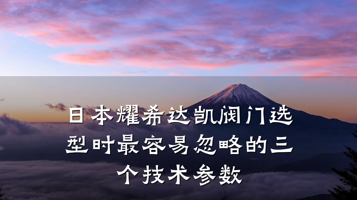 日本耀希达凯阀门选型时最容易忽略的三个技术参数