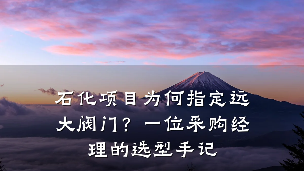 石化项目为何指定远大阀门?一位采购经理的选型手记
