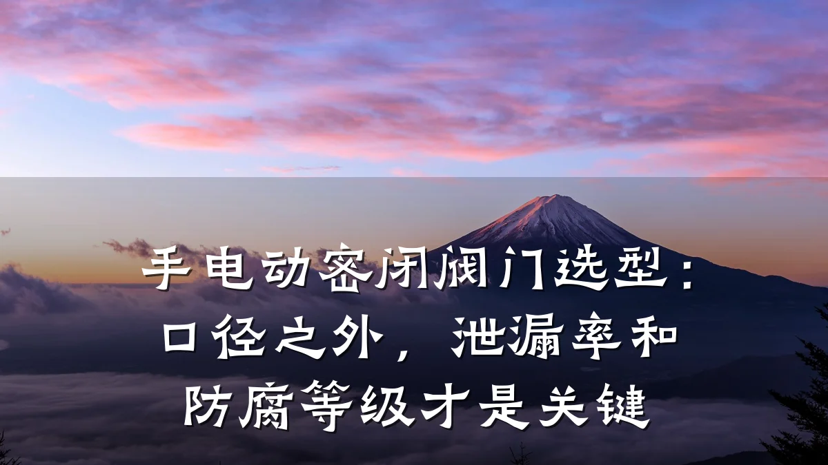 手电动密闭阀门选型:口径之外,泄漏率和防腐等级才是关键