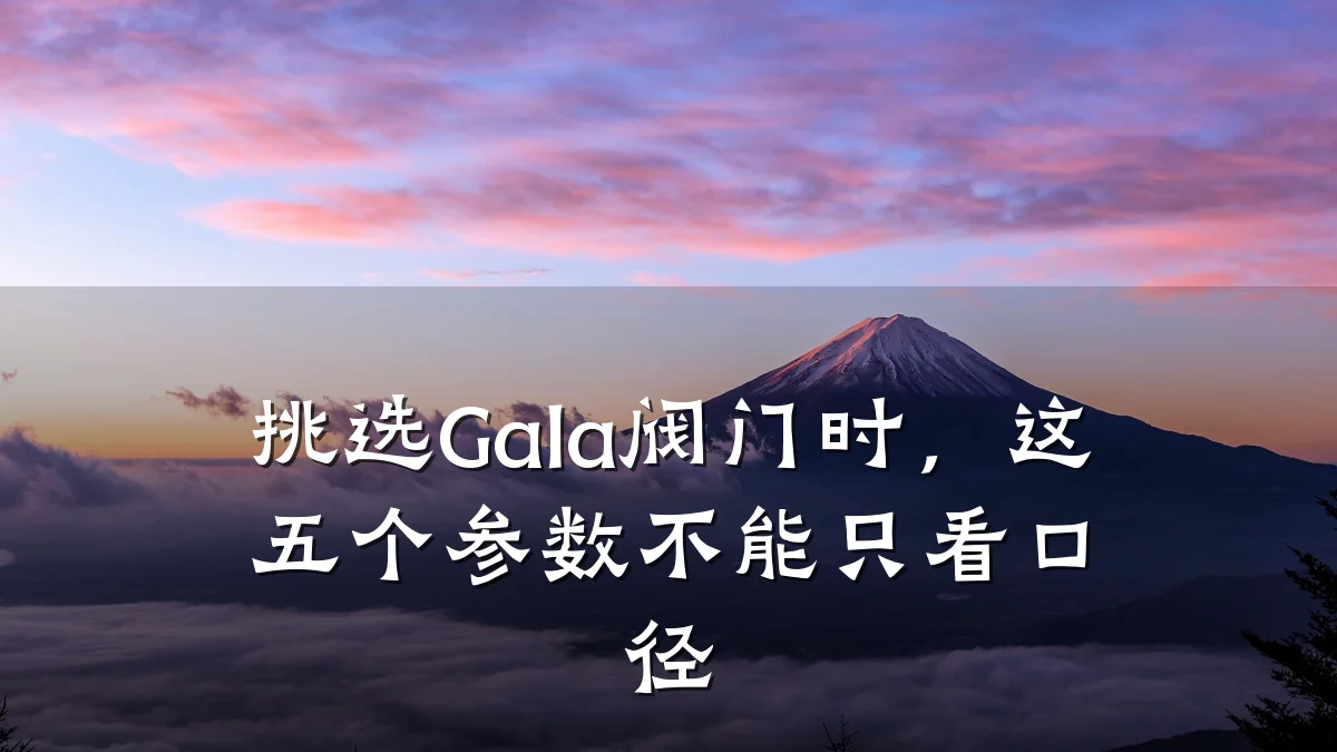 挑选Gala阀门时,这五个参数不能只看口径