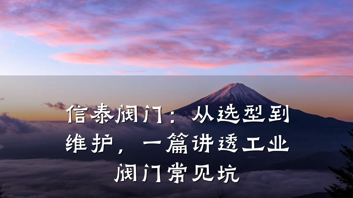 信泰阀门:从选型到维护,一篇讲透工业阀门常见坑