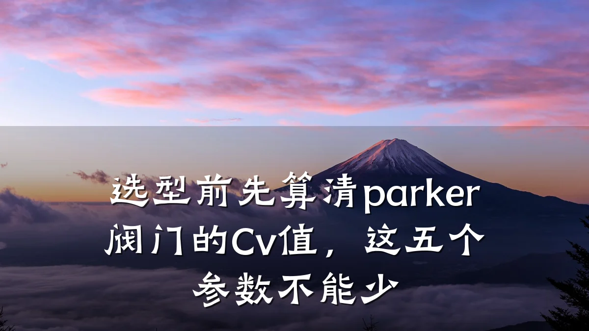 选型前先算清parker阀门的Cv值,这五个参数不能少