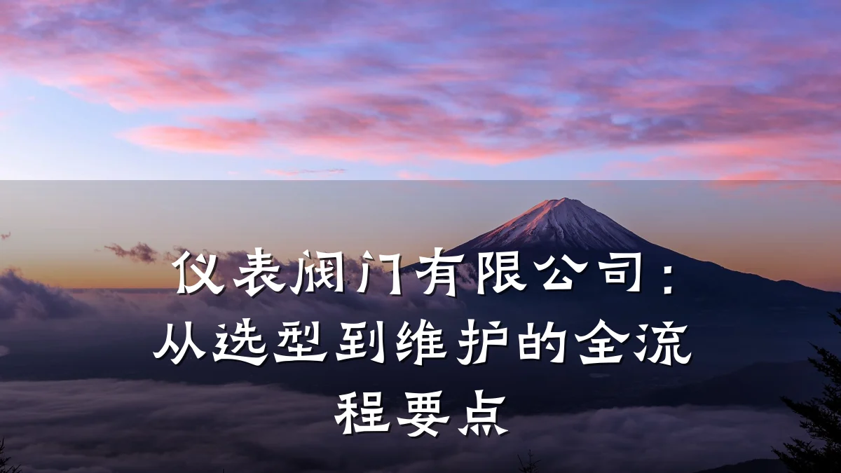 仪表阀门有限公司:从选型到维护的全流程要点