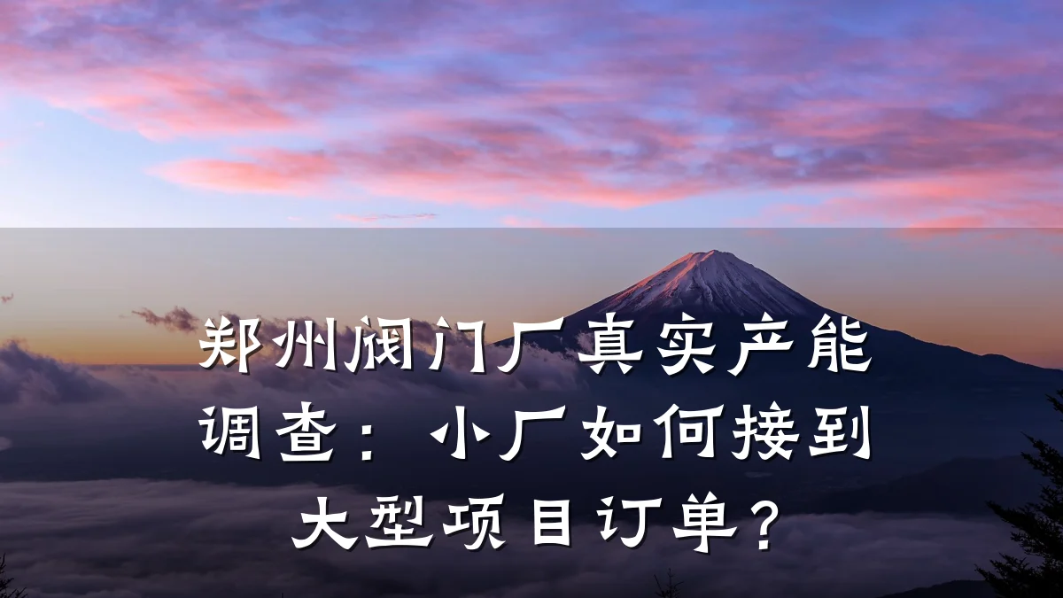 郑州阀门厂真实产能调查:小厂如何接到大型项目订单?